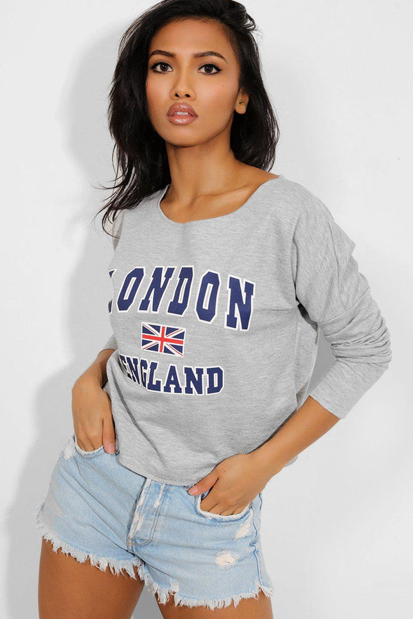 Grey London Slogan Sweatshirt-SinglePrice