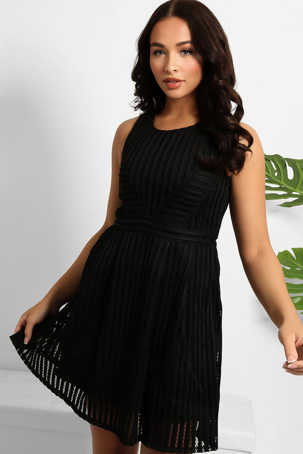Perforated Stripe Sleeveless Dress-SinglePrice
