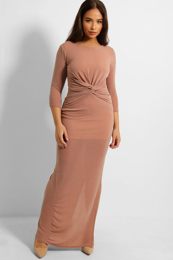 Twist Front Tall Shimmer Maxi Dress-SinglePrice