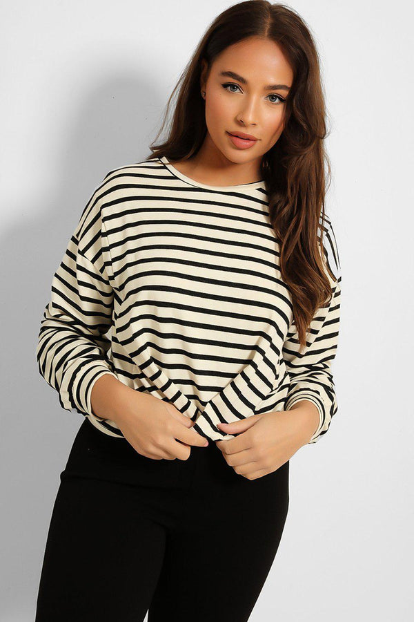 Front Twist Stripy Sweatshirt-SinglePrice
