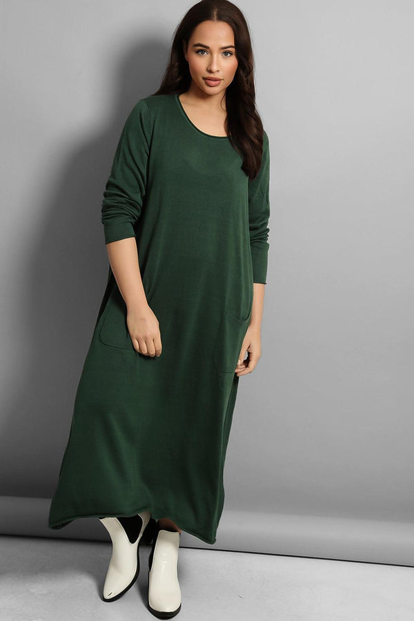Oversized Fit Knitted Midi Dress-SinglePrice