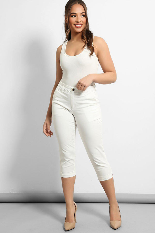 White Highrise Crop Denim Jeans-SinglePrice
