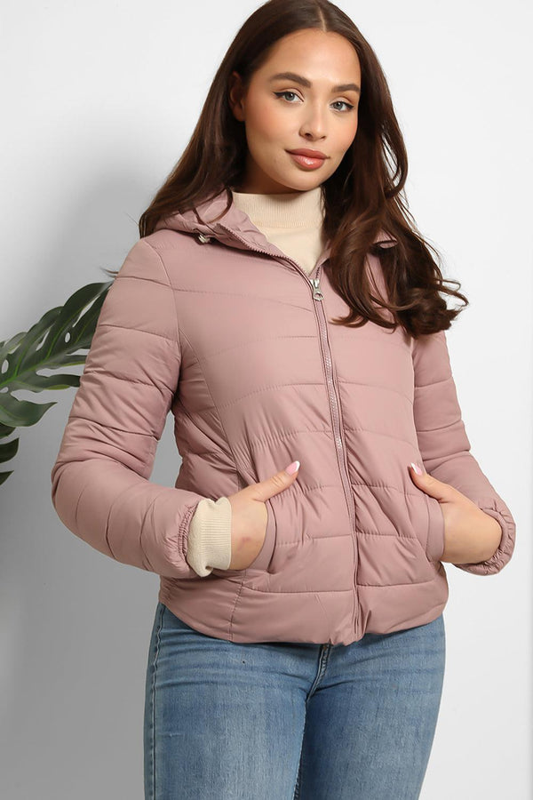 Quilted Hooded Short Puffer Jacket-SinglePrice