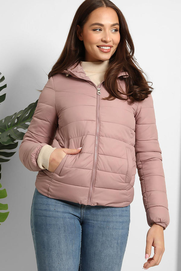 Quilted Hooded Short Puffer Jacket-SinglePrice