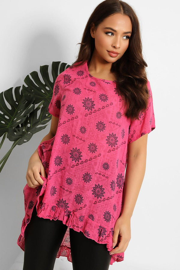 Floral Embroidery Cotton Blend Tunic-SinglePrice