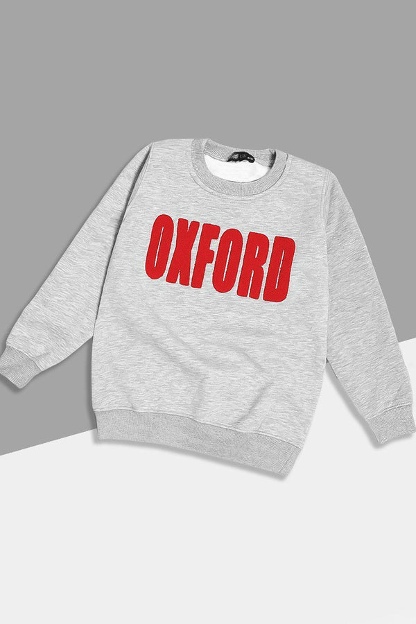 Light Grey Raised Oxford Slogan Kids Sweatshirt-SinglePrice